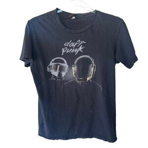 Y2K Daft Punk Double Face Promo T-Shirt Black  Thrashed Flawed